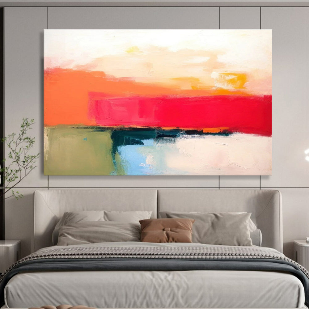 Red Orange Color Block Abstract Painting THY055