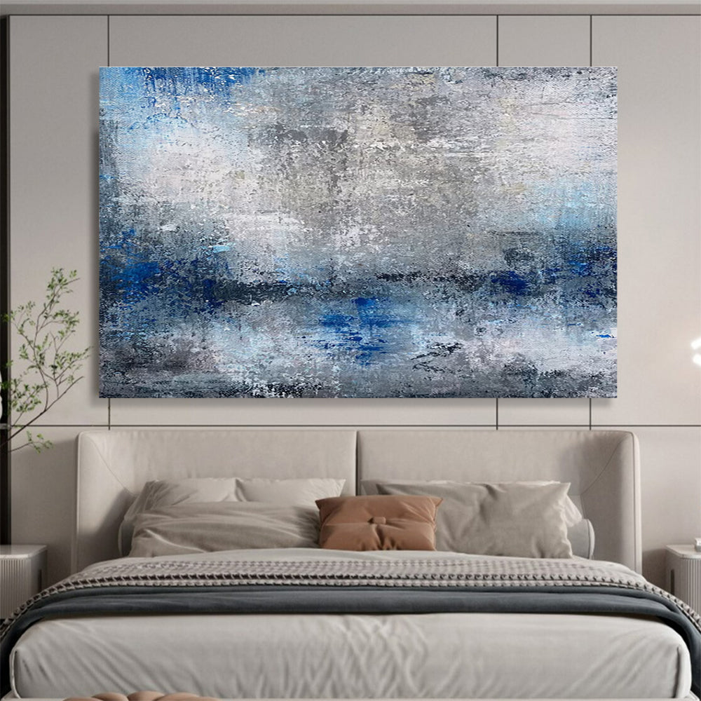 Gray Blue Abstract Painting with Subtle Texture THY341