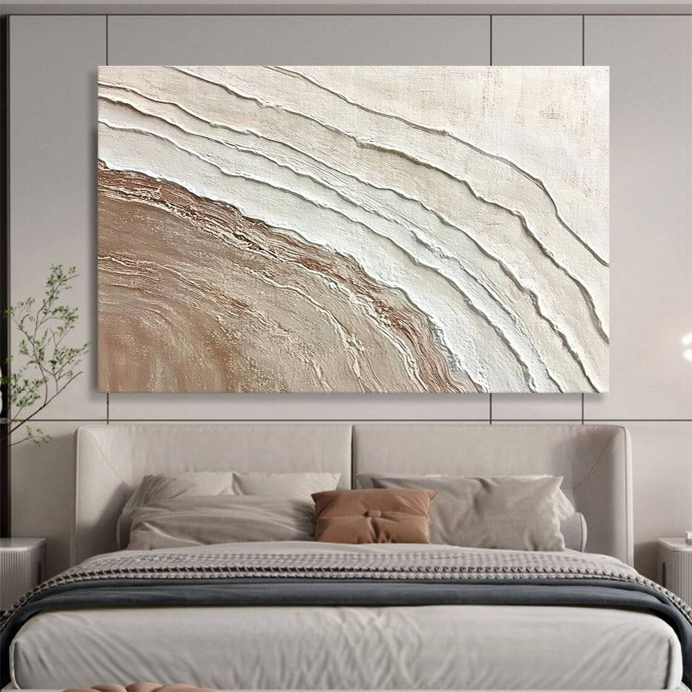 Beige White Textured - Layered Lines Abstract Painting DYP040