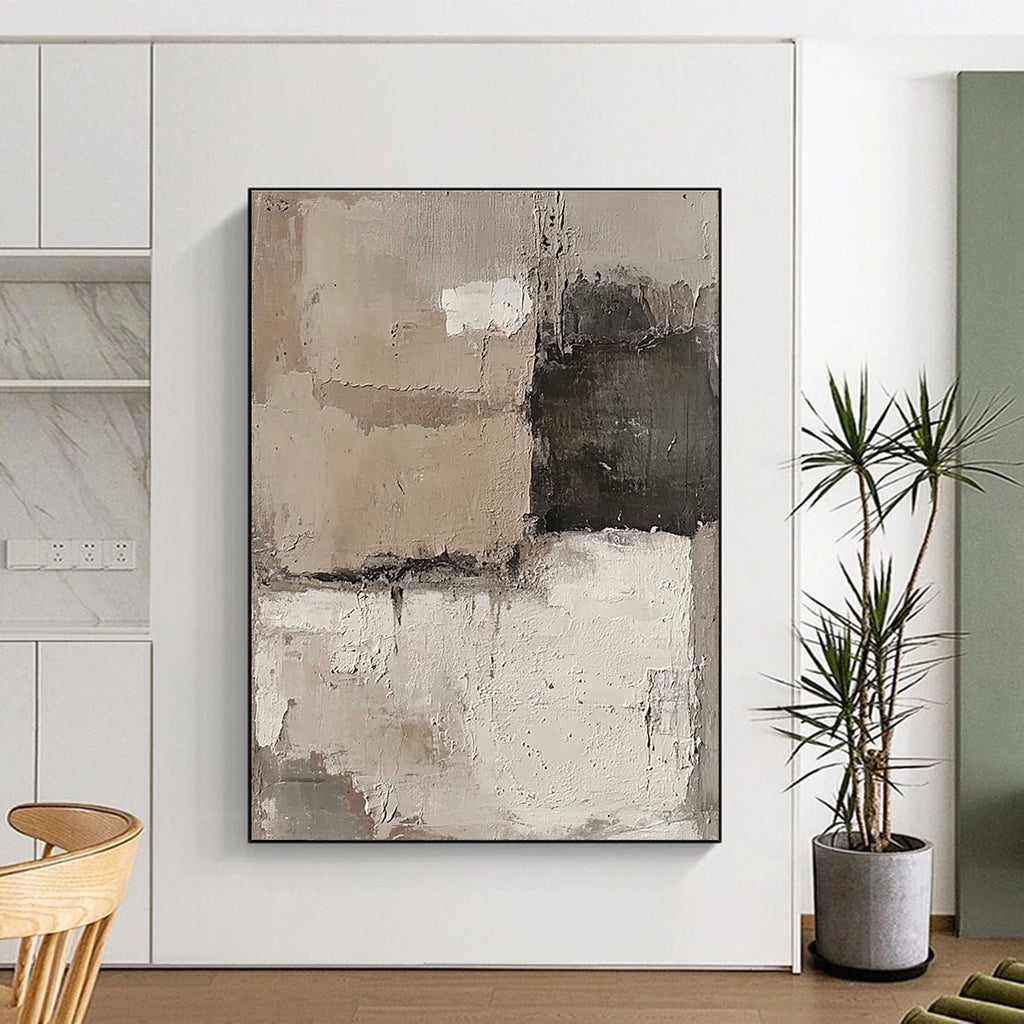 Beige and Gray Abstract Painting with Subtle Layers GER453