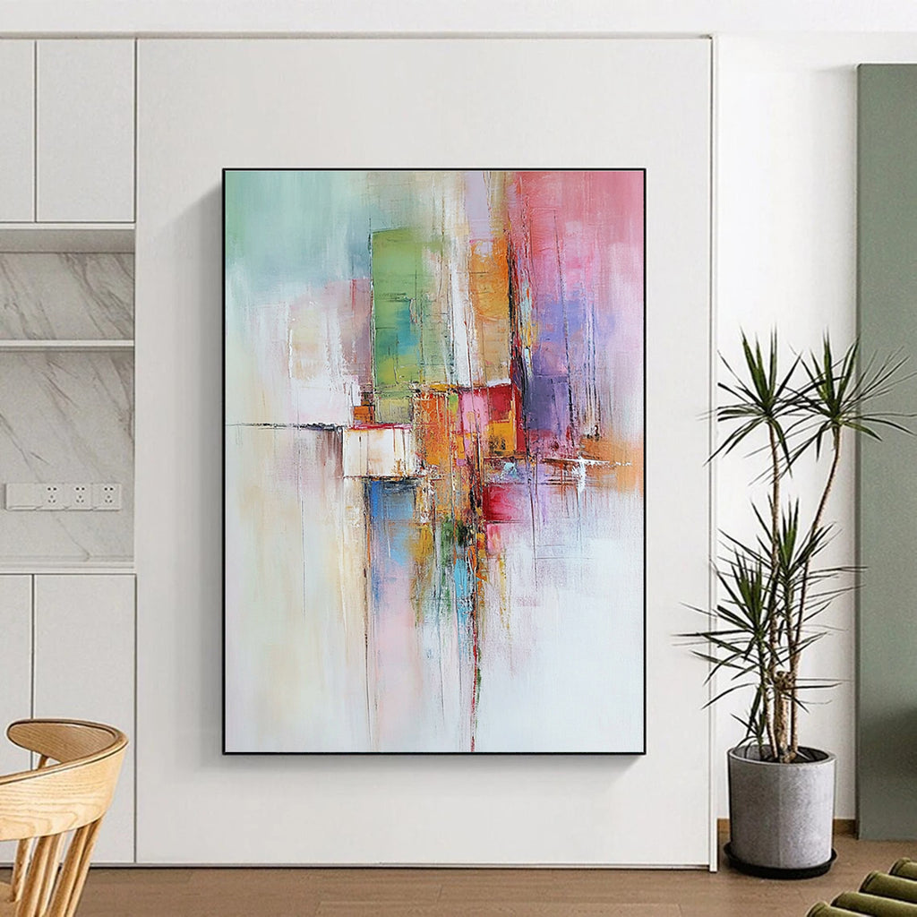 Colorful City Abstract Painting with Vibrant Shapes GER468