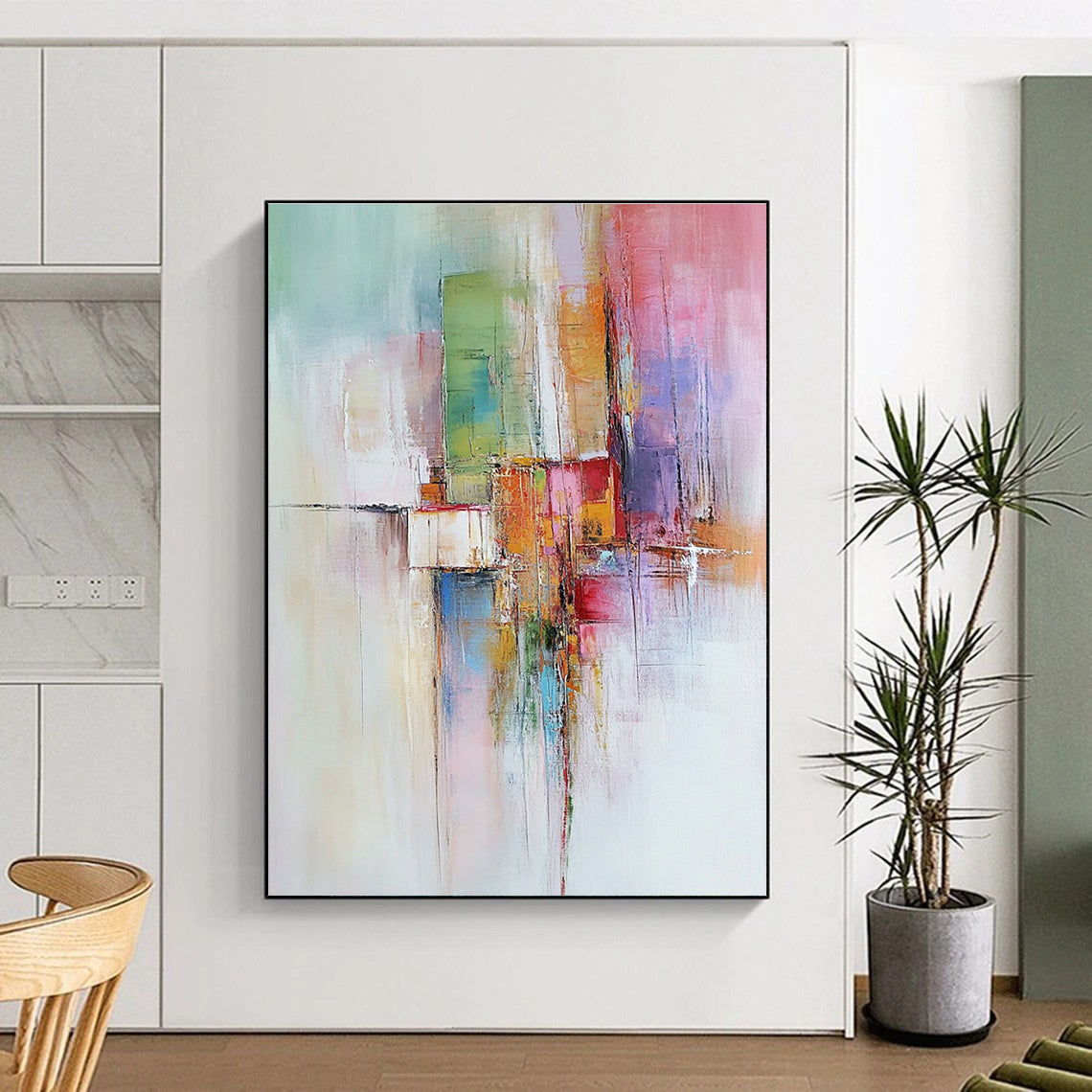 Colorful City Abstract Painting with Vibrant Shapes GER468