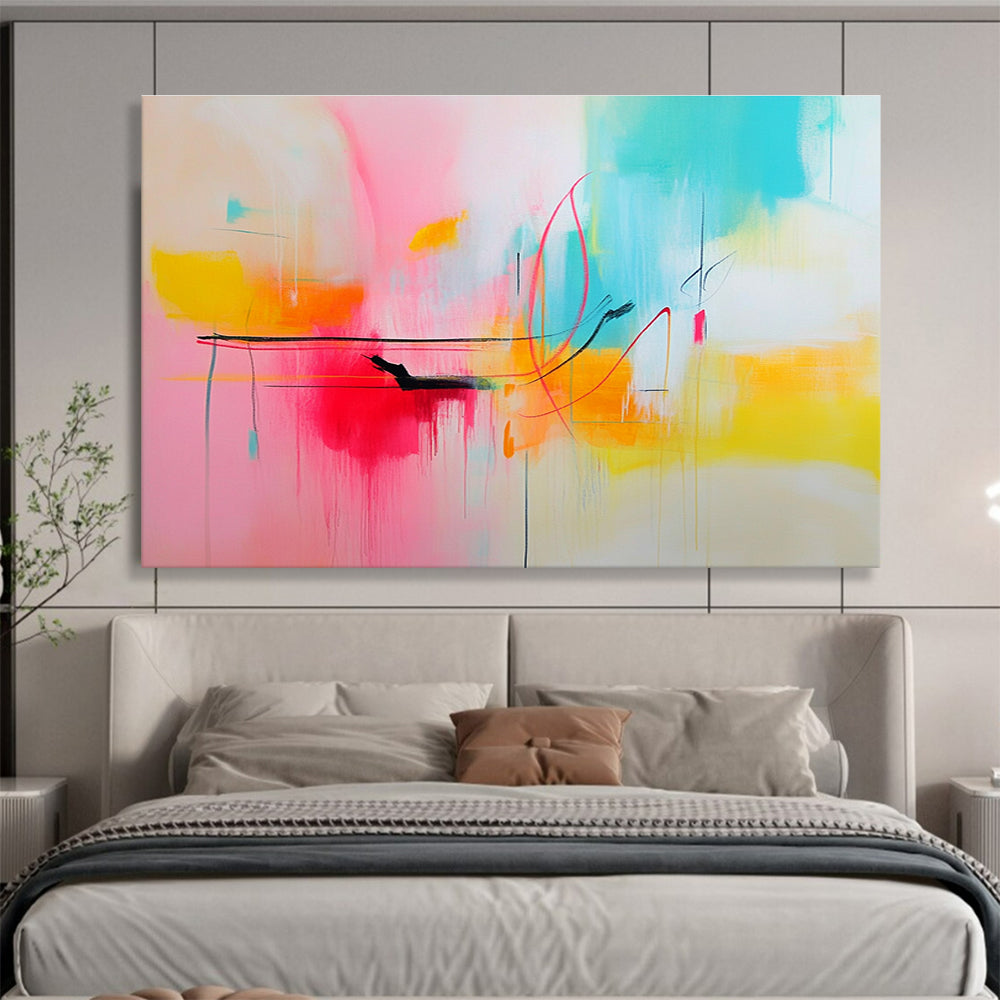 Colorful Pastel Abstract Painting with Delicate Lines DYP304