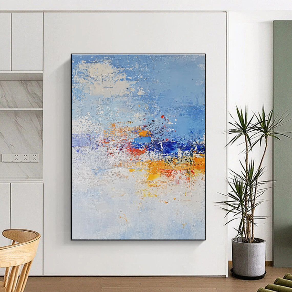 Blue Orange and Red Abstract Painting with Coastal Energy GER429