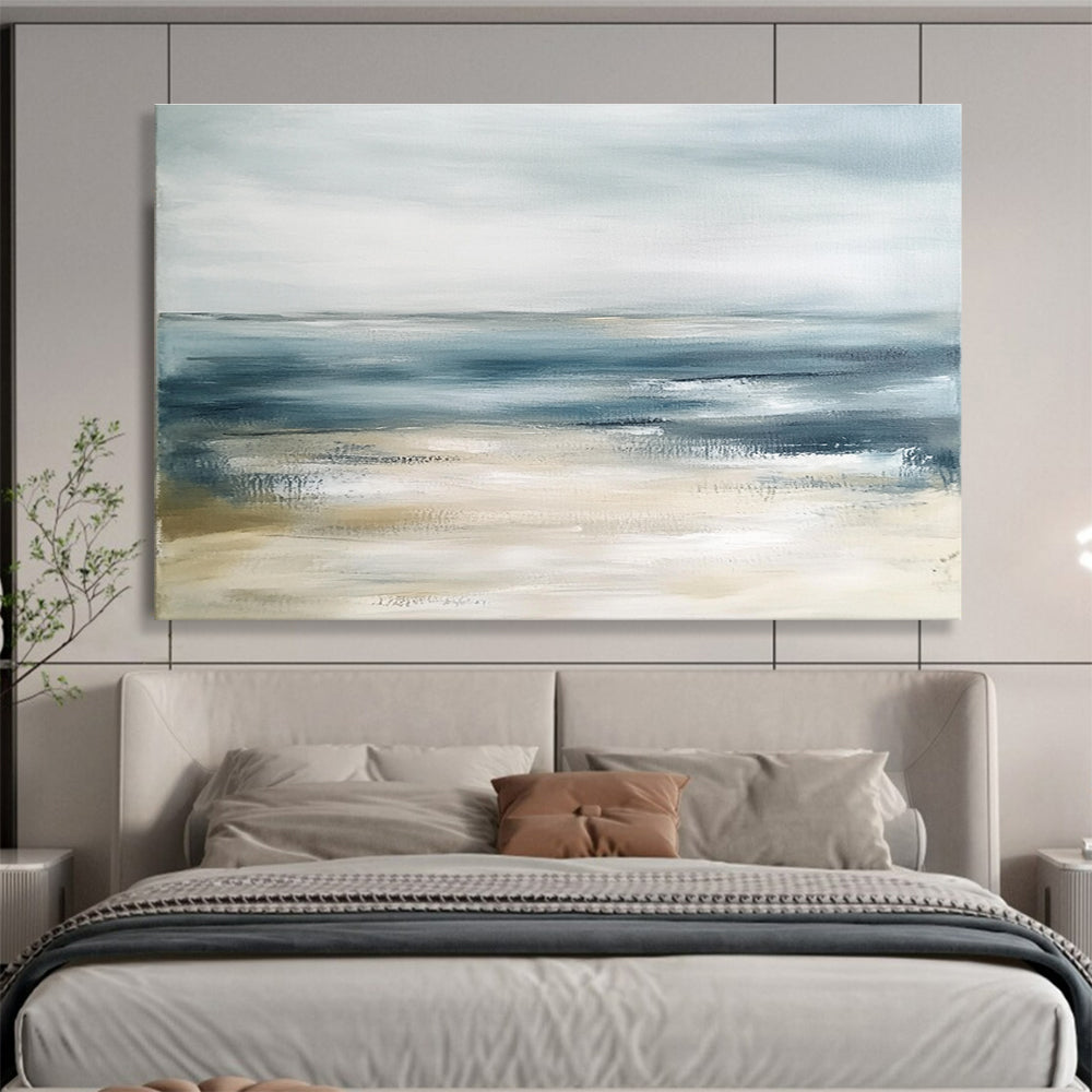 Blue Gray Sea Abstract Painting with Subtle Color Blends DYP436