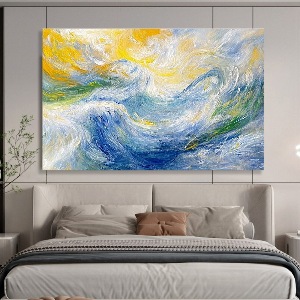 Swirling Wave Abstract - Vibrant Ocean Abstract Painting DYP006