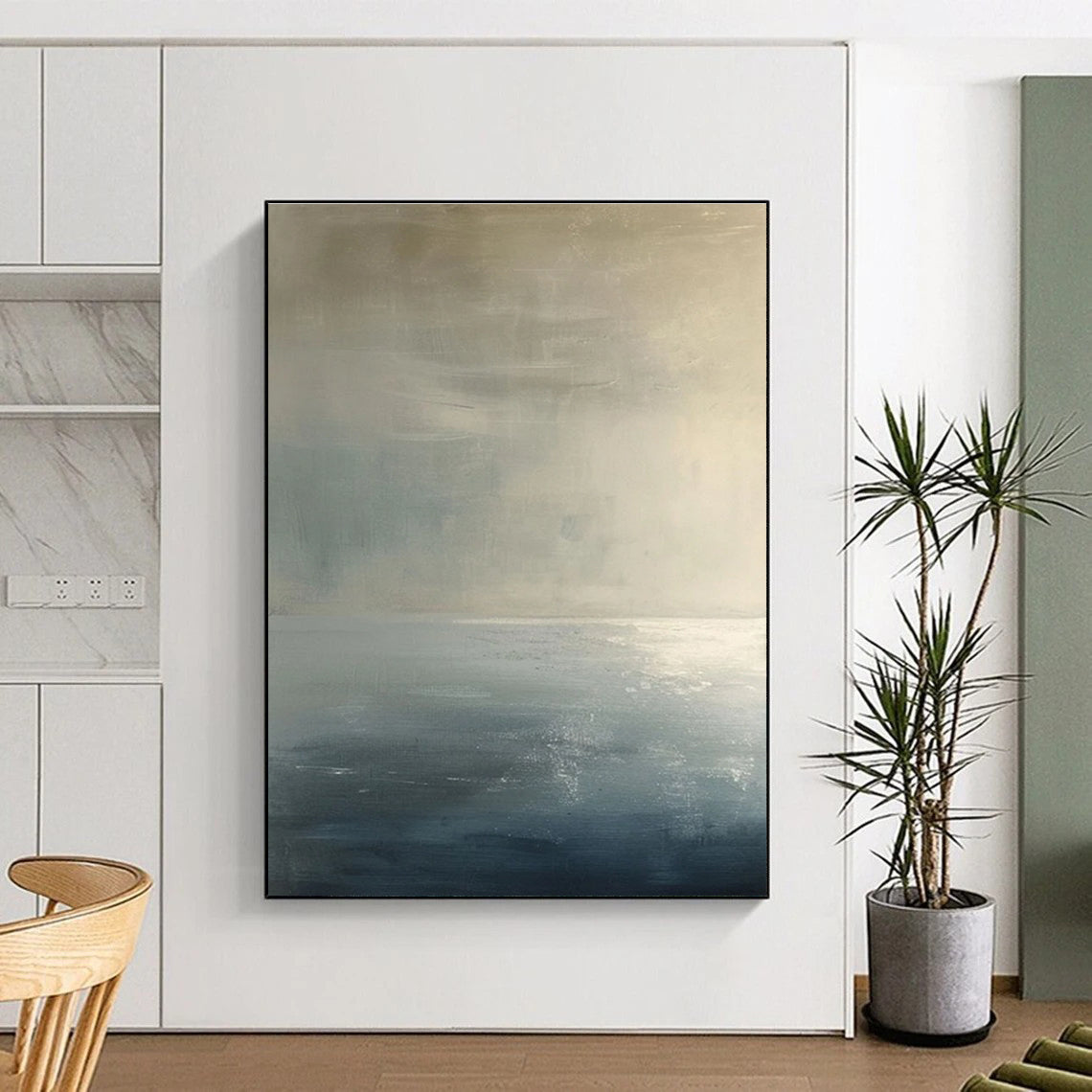 Subtle Light - toned Abstract Painting with Gray and Beige ADGE299