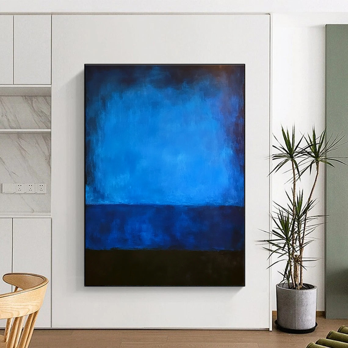Blue Gradient Abstract Painting with Soothing Tones GER087