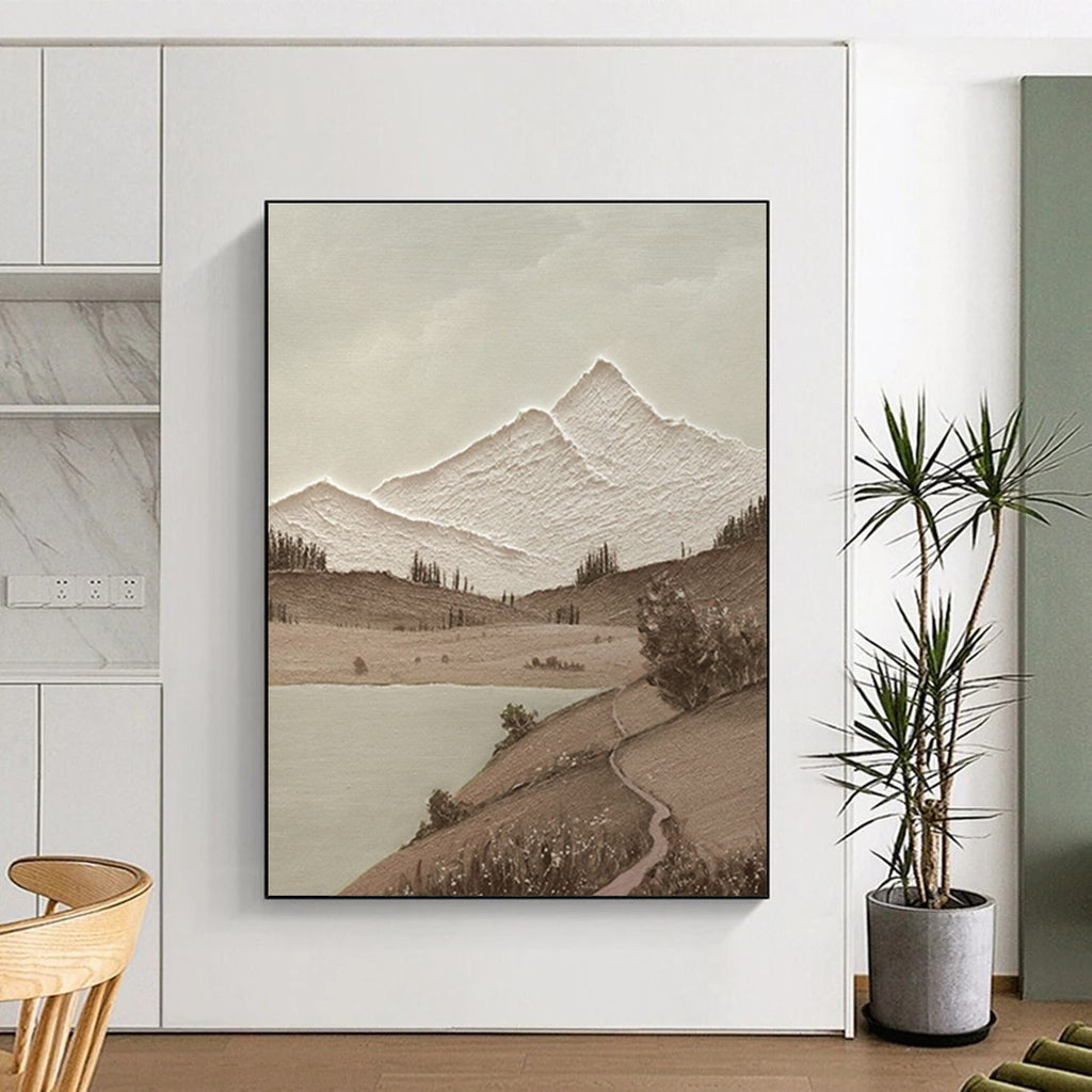 Neutral - toned Mountain Landscape Abstract Painting ADGE268