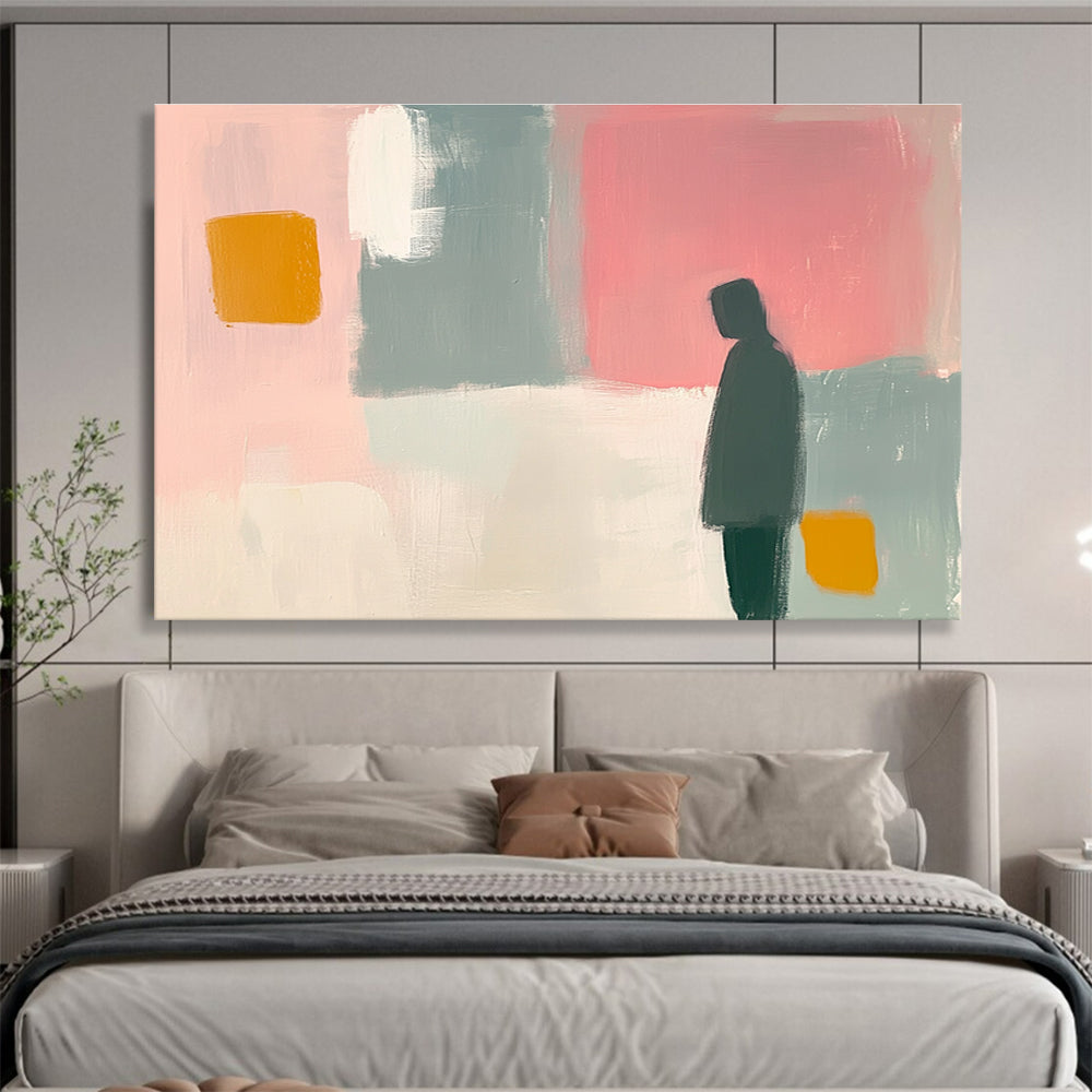 Solitary Figure Abstract Painting with Muted Tones DYP538