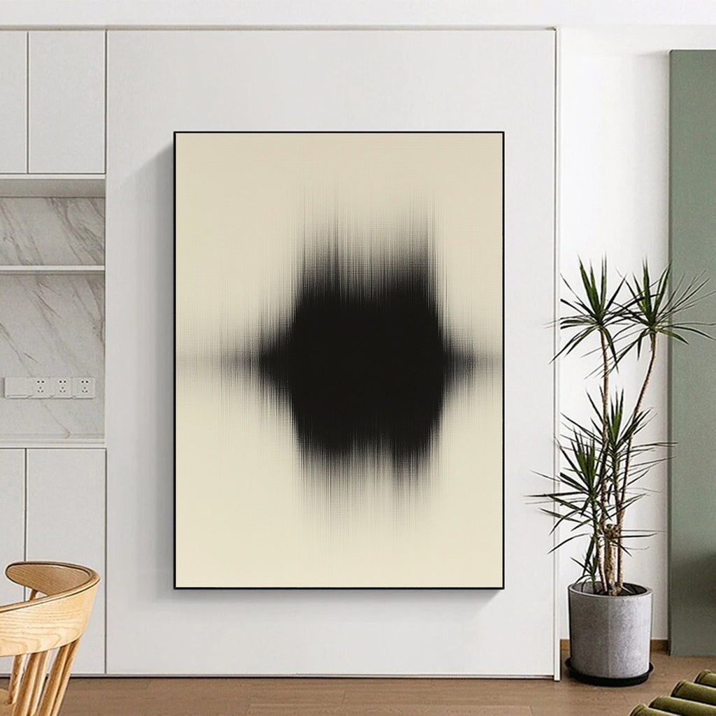Black Beige Blurred Shape Abstract Painting GER844