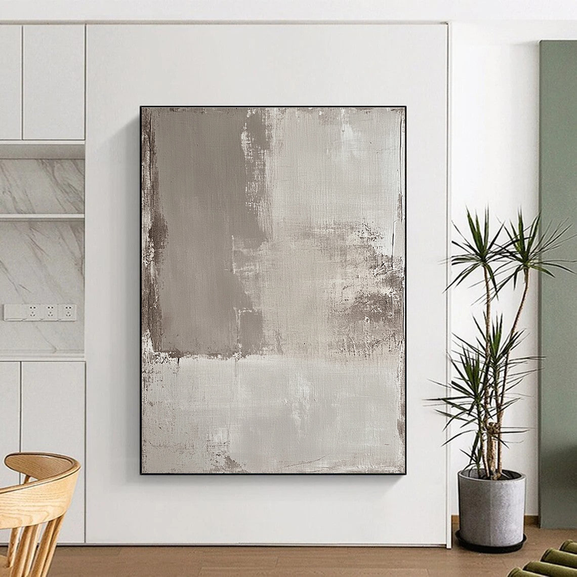 Gray Textured Abstract Painting with Muted Tones GER041