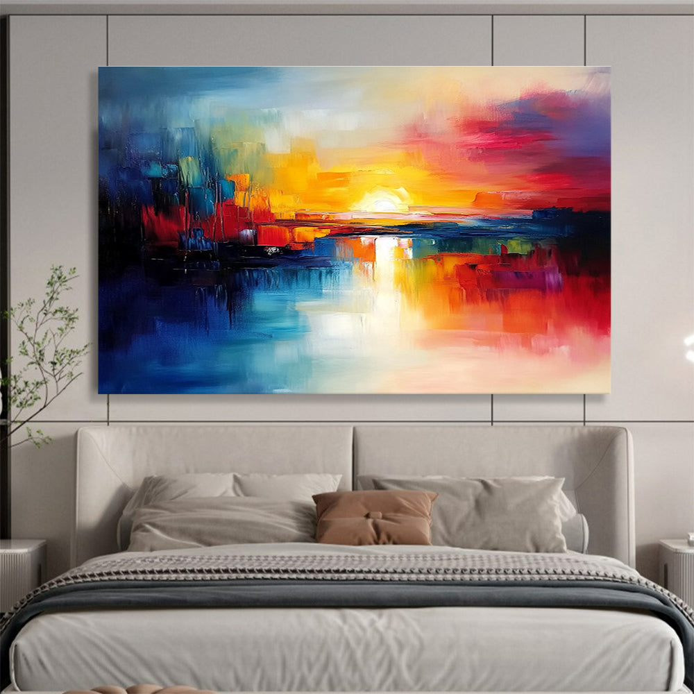 Colorful Sunset Abstract Painting with Vivid Hues DYP152