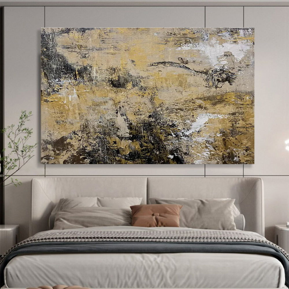 Beige Gray Abstract Painting with Subtle, Ear THY Tones THY371