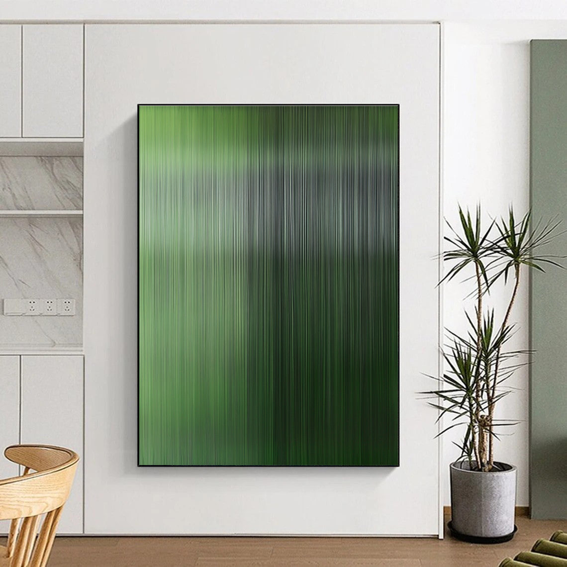 Green Vertical Streaks Abstract Painting GER870