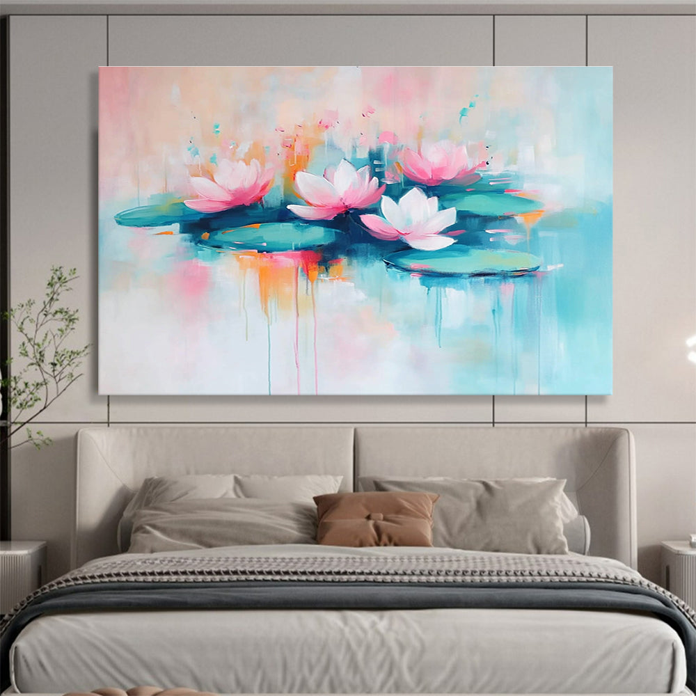 Pastel Lotus Abstract Painting with Soft and Dreamy Hues DYP356