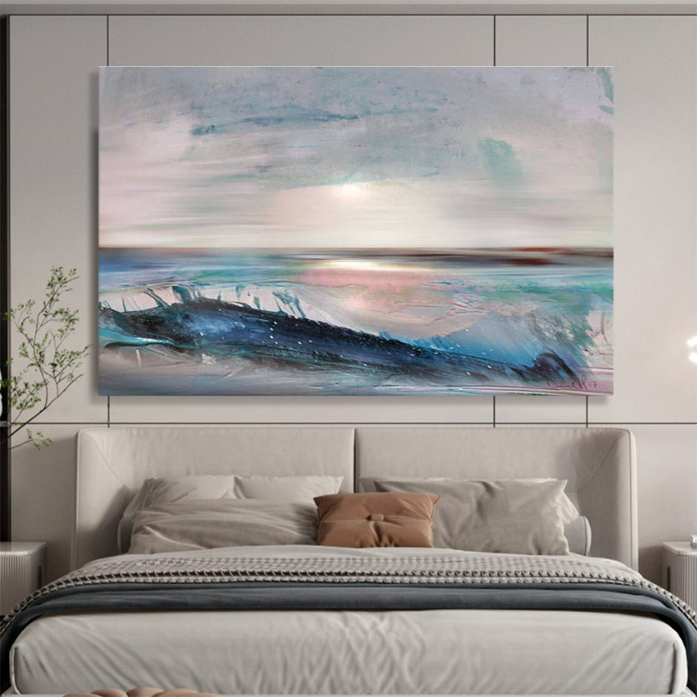 Sea and Sun Abstract Painting with Pastel and Blue Tones THY148