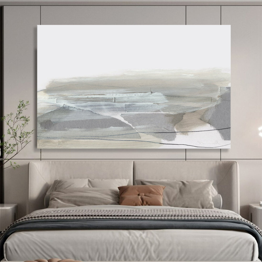 Grey - toned Minimalist Landscape Abstract Painting THY130