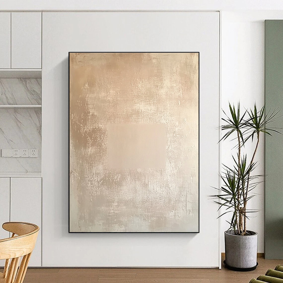 Beige Minimalist Abstract Painting with Subtle Textures GER085