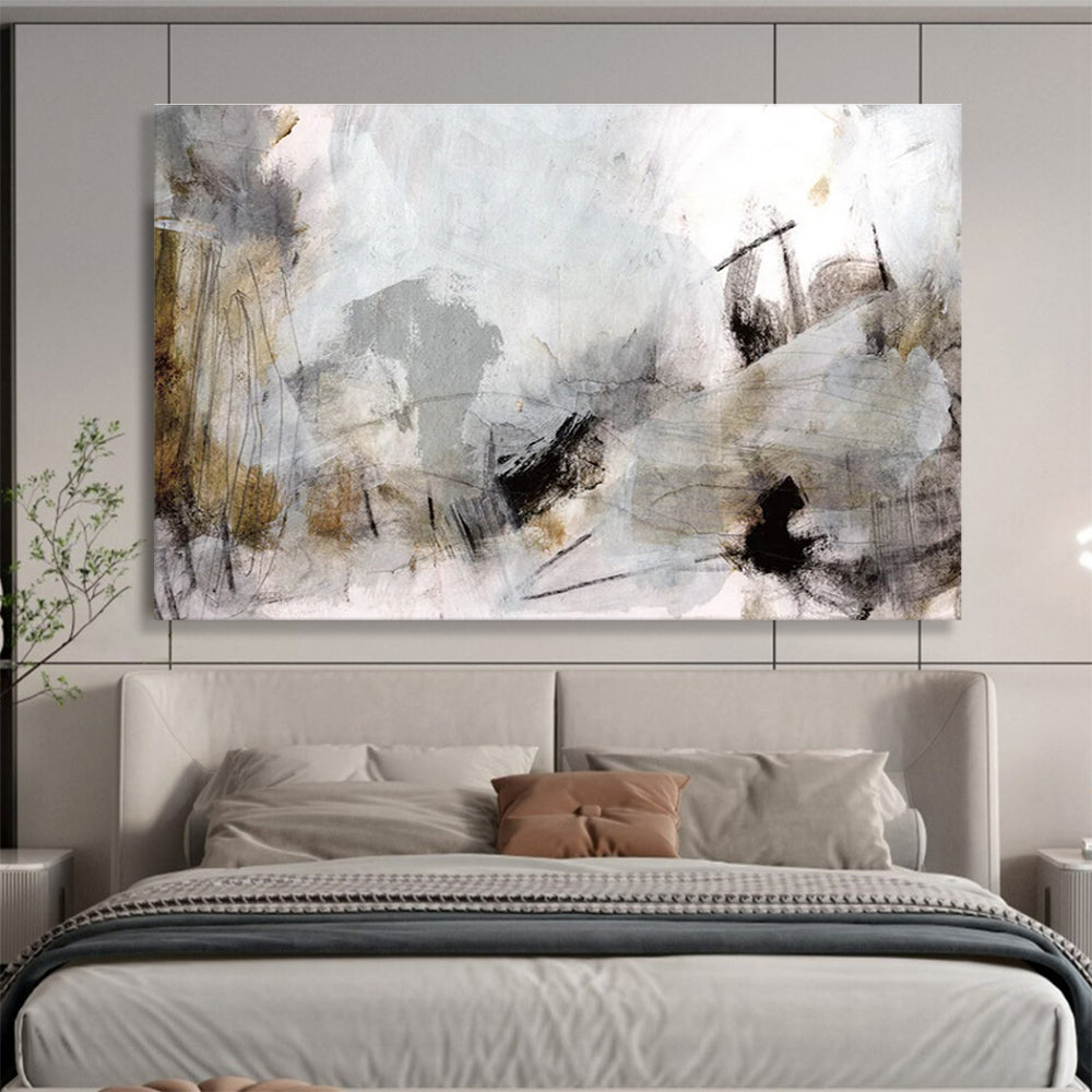 Ear THY - toned Abstract Landscape Painting with Grey and Brown Hues THY135
