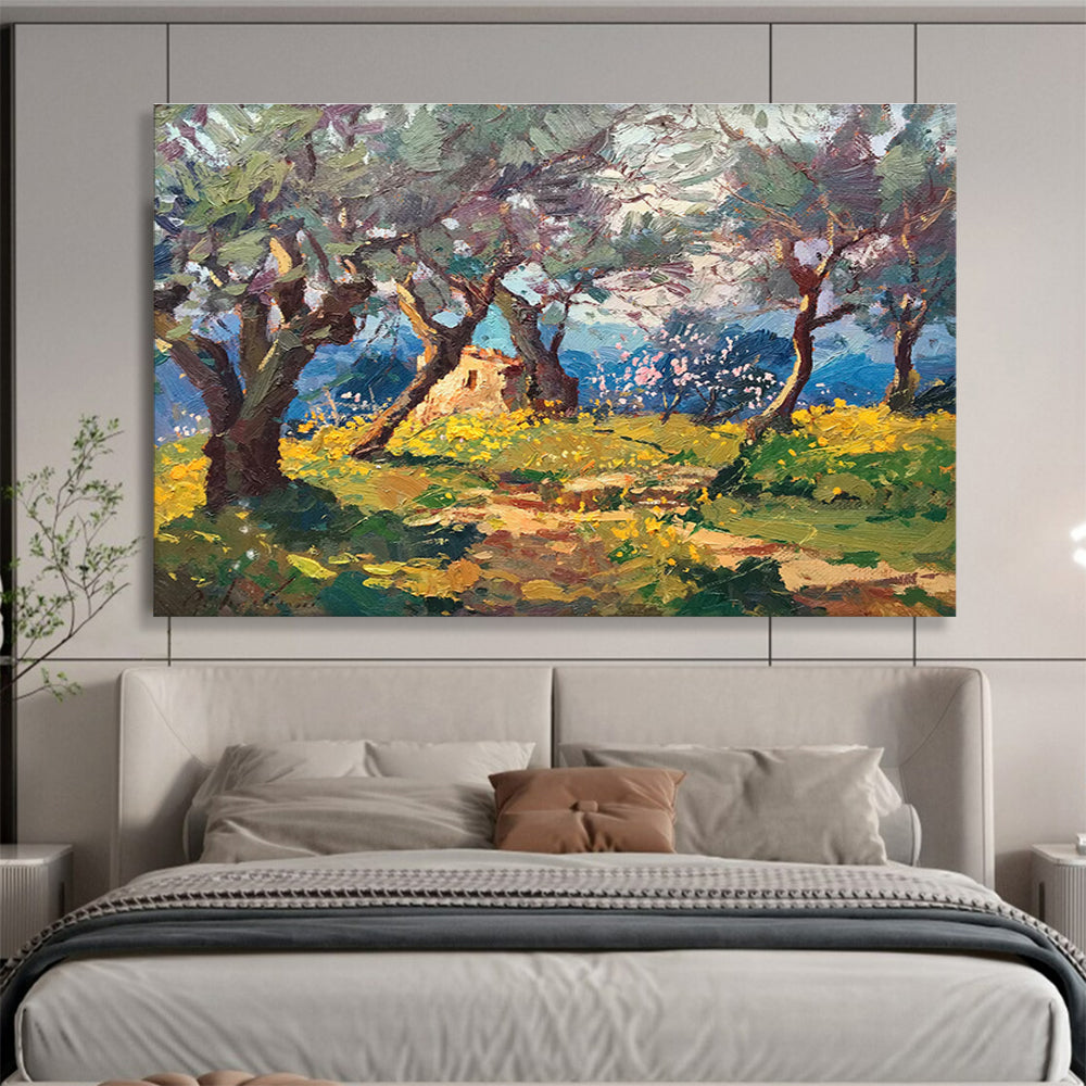 Green Yellow Olive Grove Abstract Painting THY474
