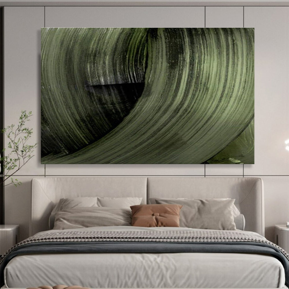 Green Swirl Abstract Painting with Dynamic Textures THY123