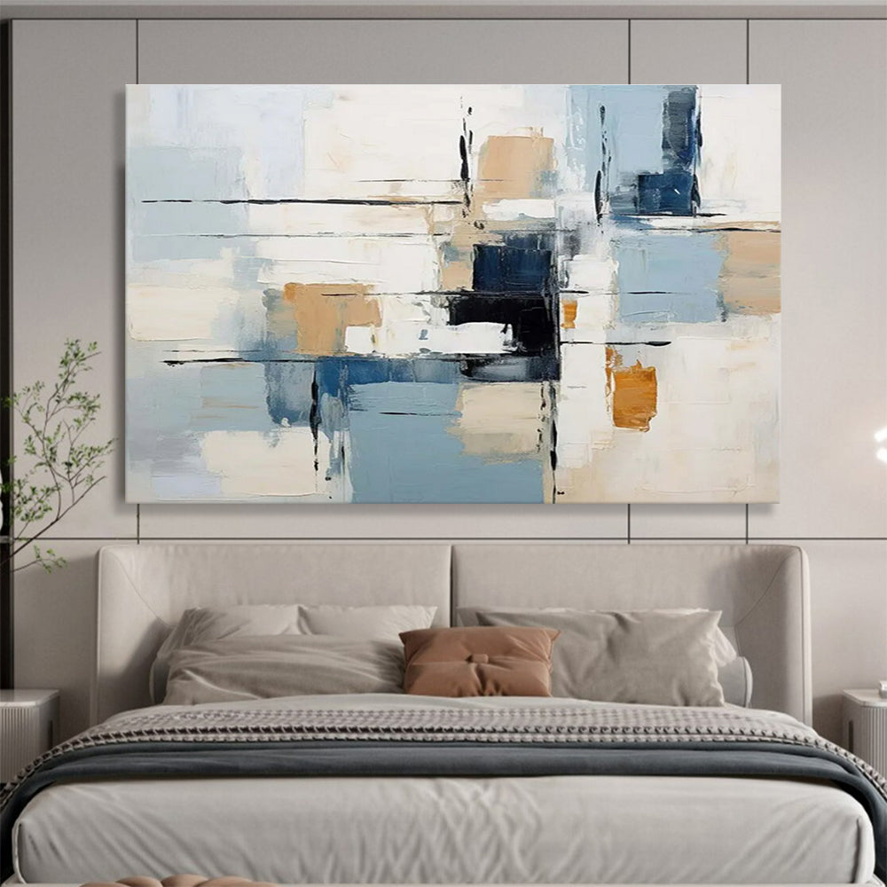 Light Blue and Beige Color - block Abstract Painting THY091