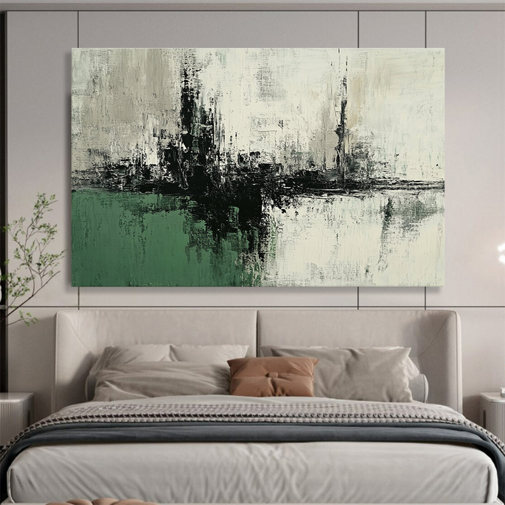 Black and White Abstract Painting with Textured Layers DYP377