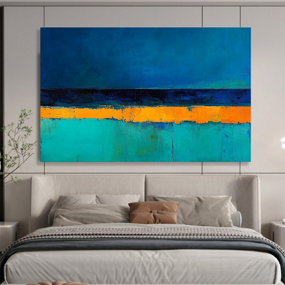Blue Orange and Teal Striped Abstract Painting DYP085