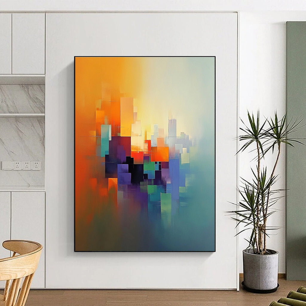 Vibrant City Abstract Painting with Diverse Color Blocks GER186