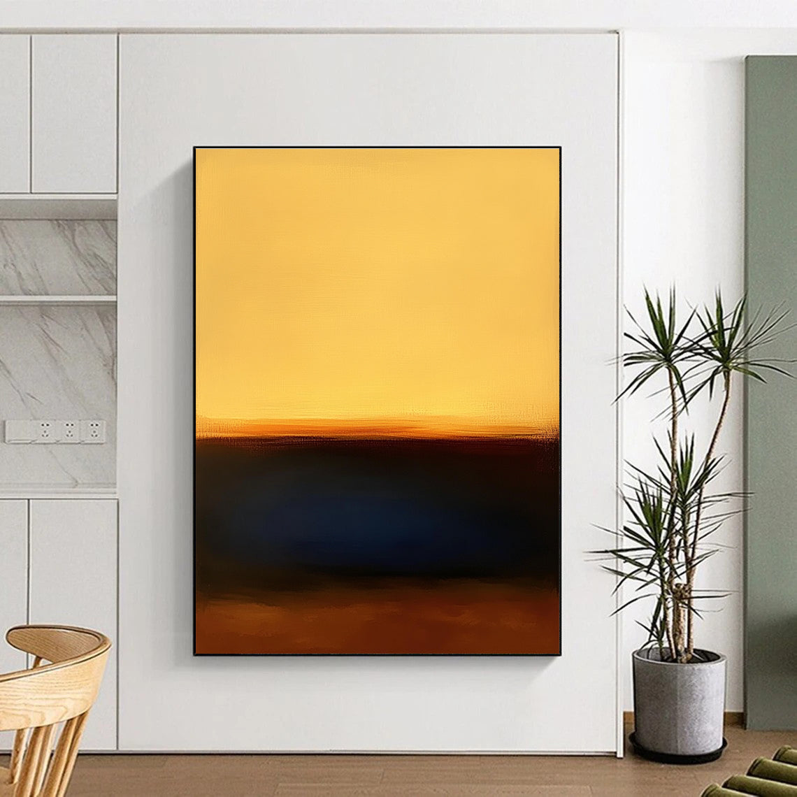 Yellow and Orange Abstract Painting with Calm Simplicity GER543