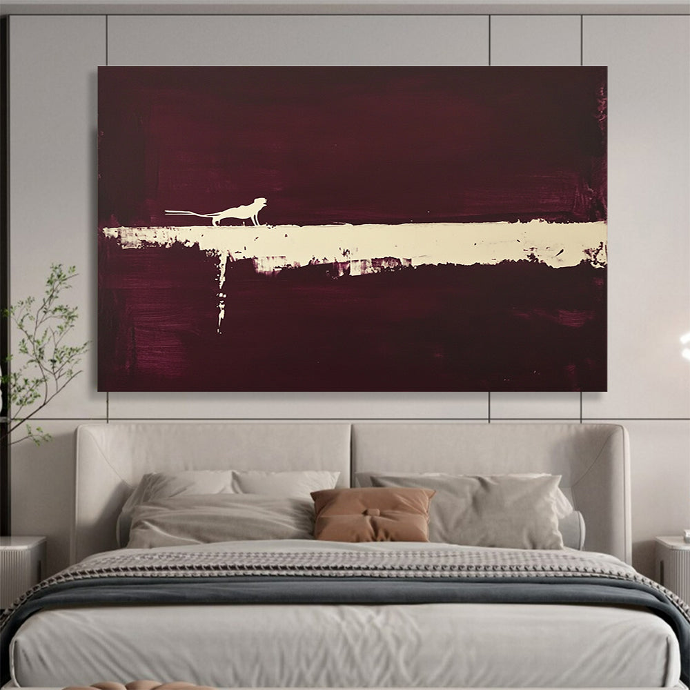 Dark Purple and White Silhouette Abstract Painting with Mysterious Vibe DYP254