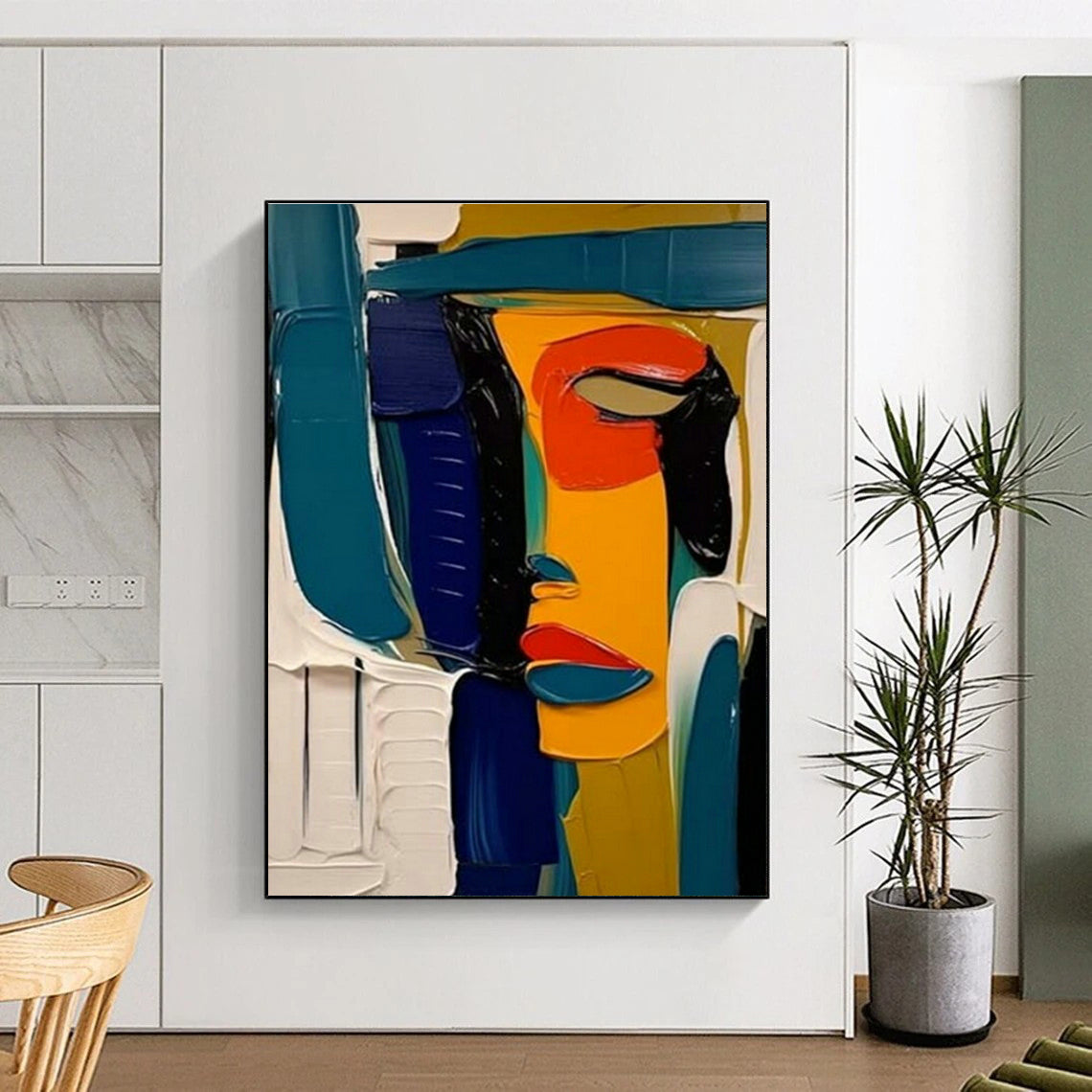 Large Hand-Painted Abstract Painting for Office and Cottage Bedroom DLZ1537