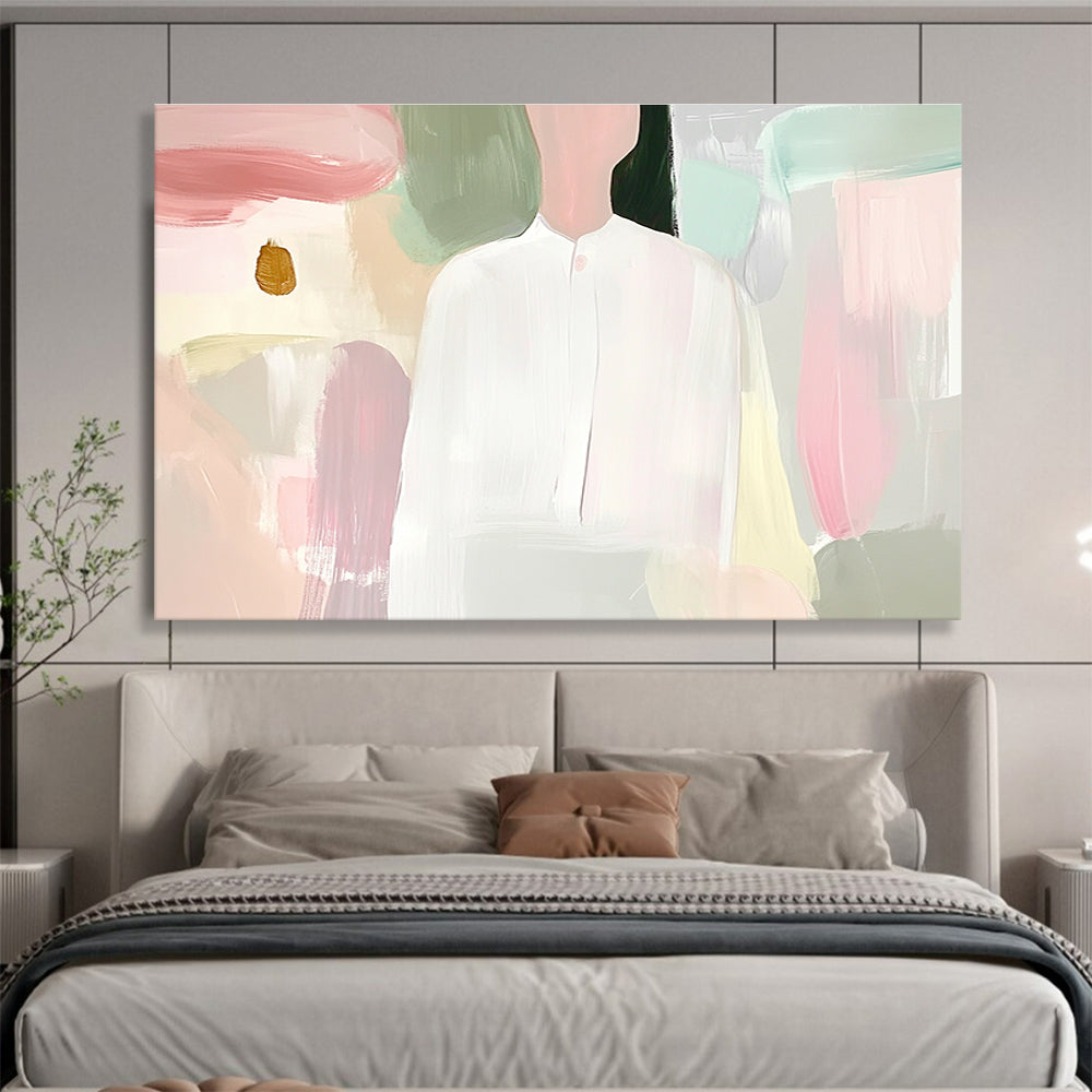 Minimalist Figure Abstract Painting with Soft Pastel Tones DYP320