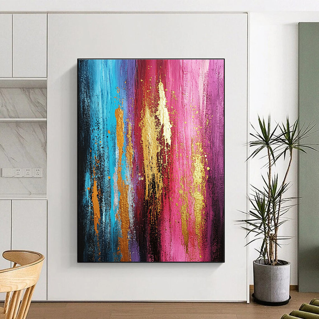Pink Purple Abstract Painting with Gold Details GER719