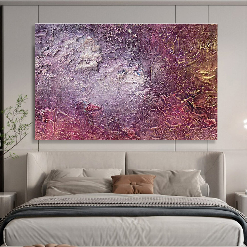 Purple Textured Abstract Painting with Rich, Layered Surfaces THY361