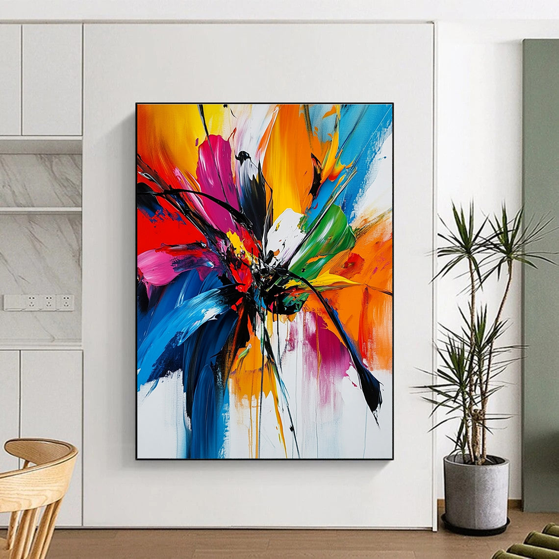 Vivid Flower Abstract Painting with Splashed Colors GER787