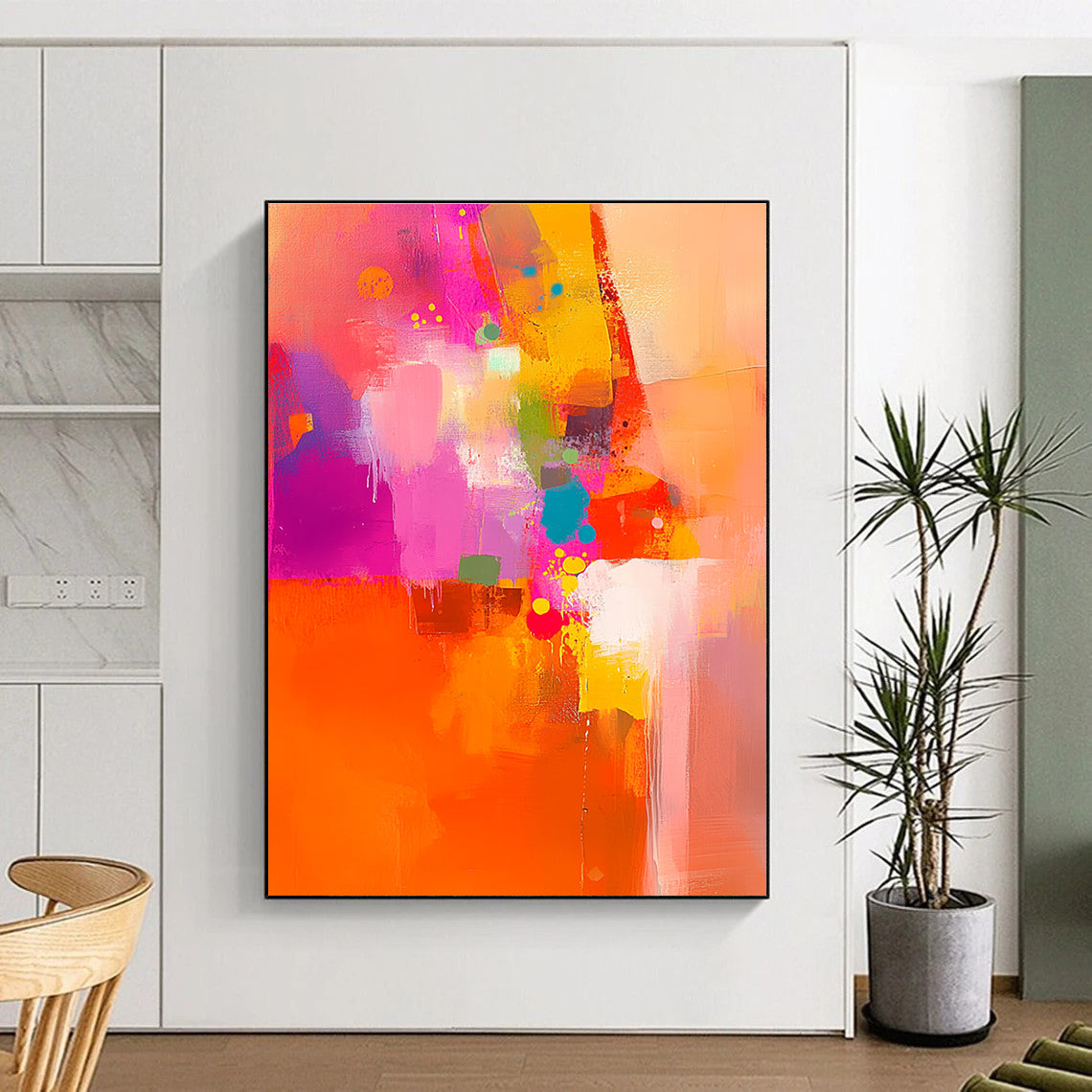 Vibrant Color Burst Abstract Painting with Energetic Hues GER533