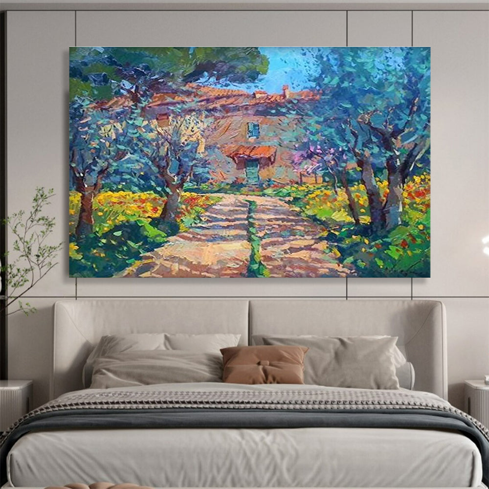 House in Flower Garden Impressionist Painting THY452
