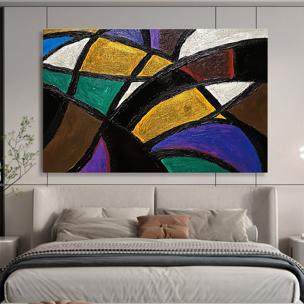 Colorful Geometric - Interlocking Shapes Abstract Painting DYP032
