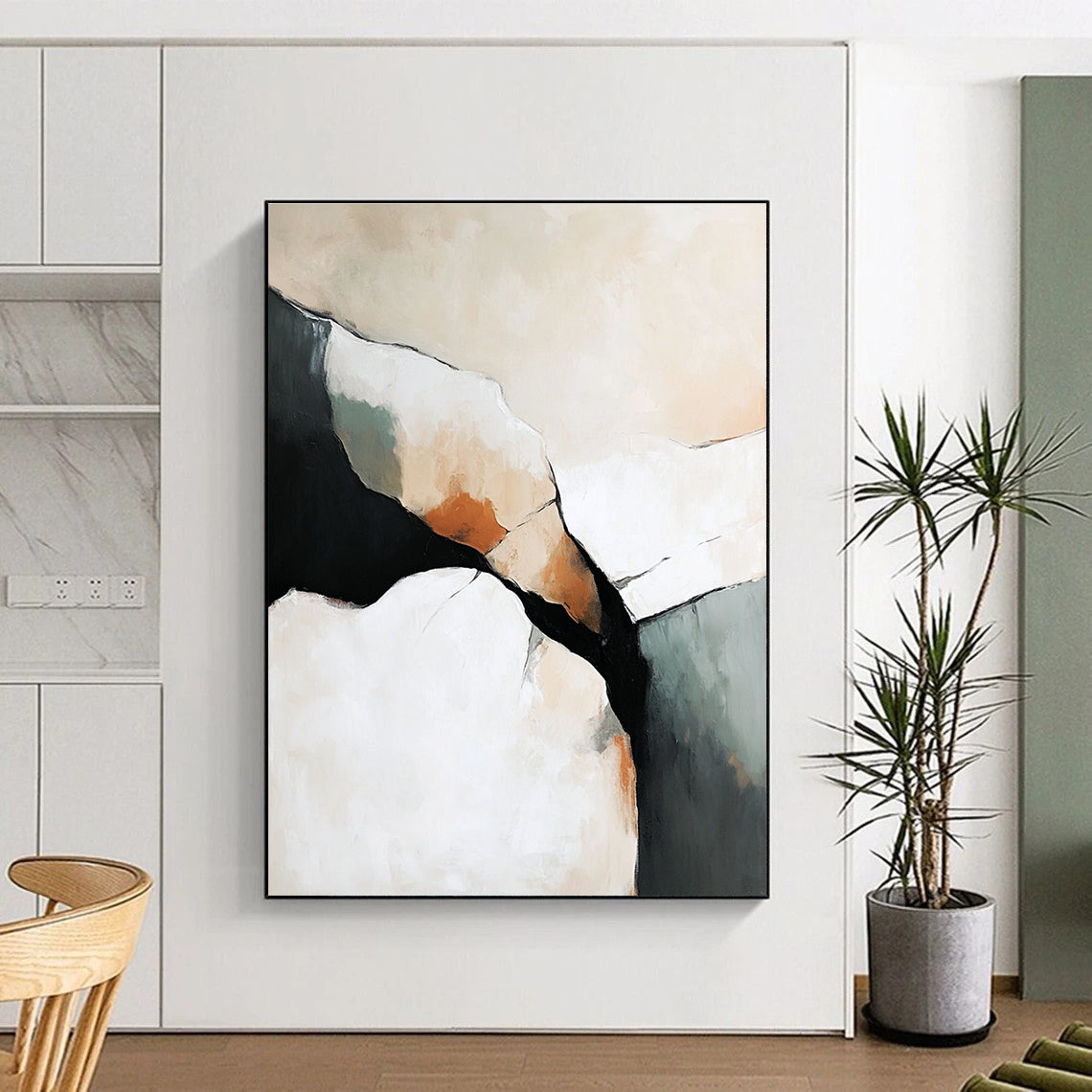 Neutral Tones Abstract Painting with Subtle Shapes GER441