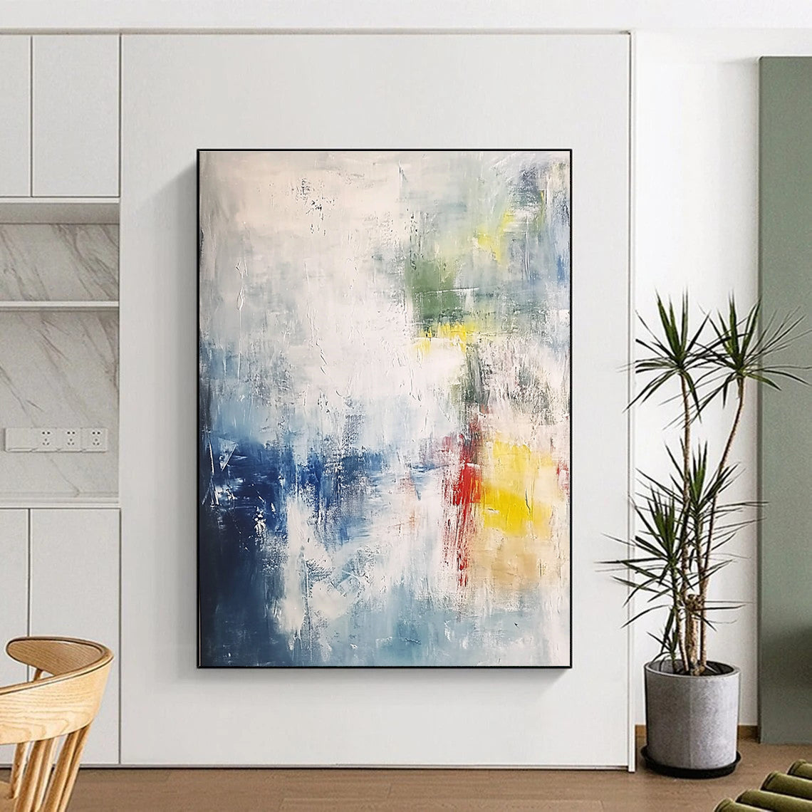 Blue Gray Colorful Abstract Painting with Subtle Textures GER810