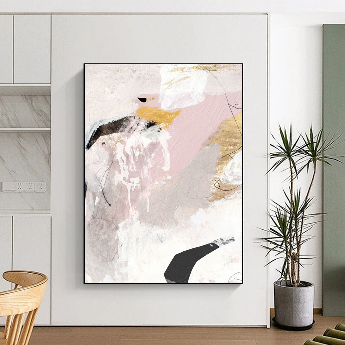 Pink and Gold Abstract with Subtle Details Painting ADGE188