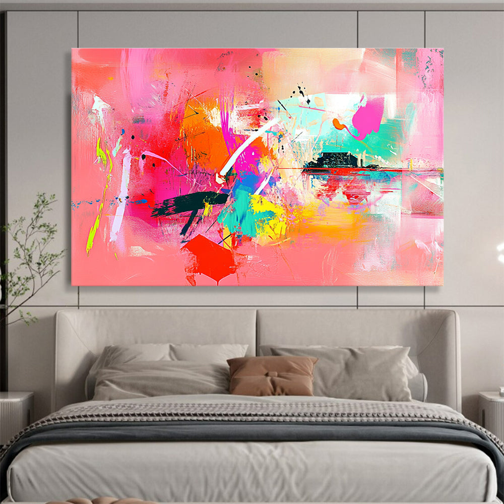 Pink - Based Colorful Abstract Painting with Vivid Hues DYP126