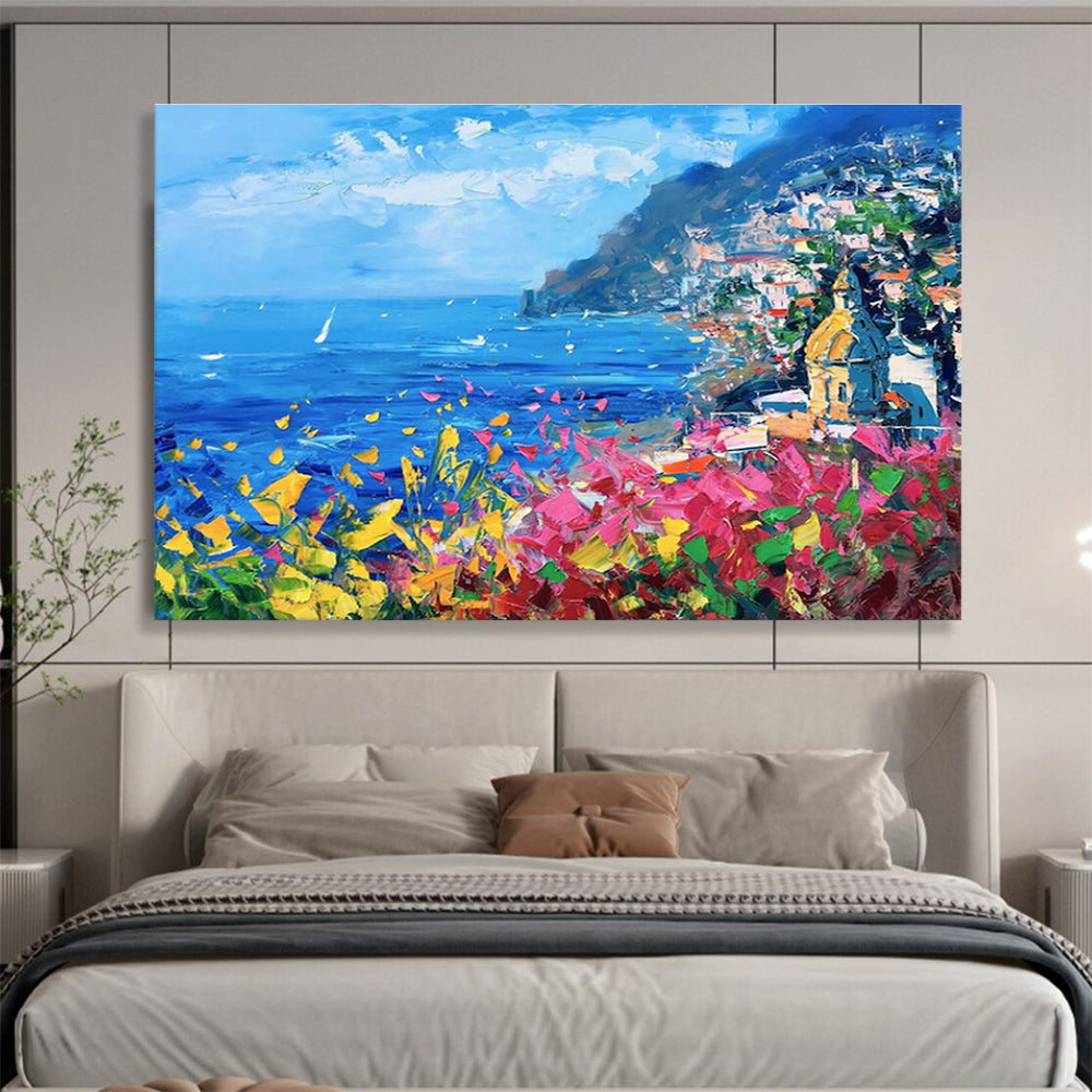 Colorful Amalfi Coast Abstract Painting THY429