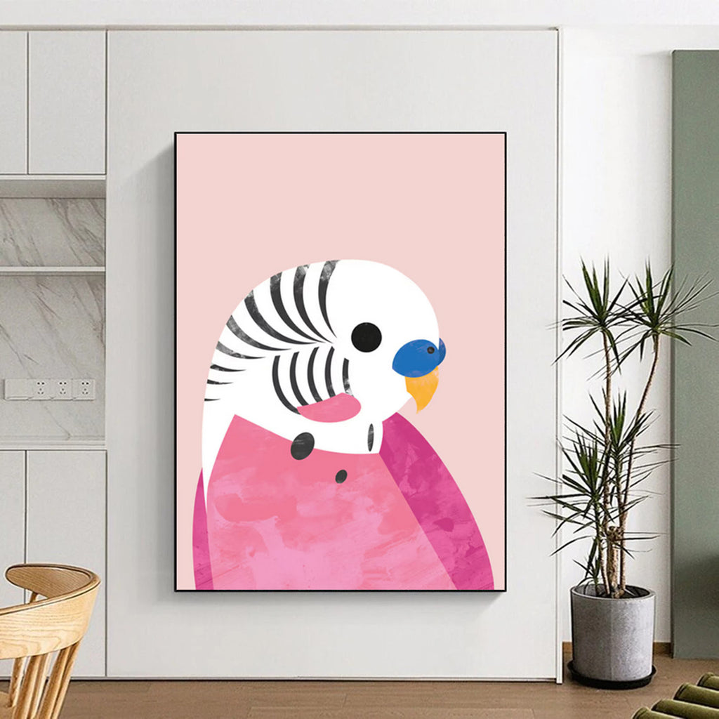 Pink Parrot Pop Art - Inspired Abstract Painting ADGE227