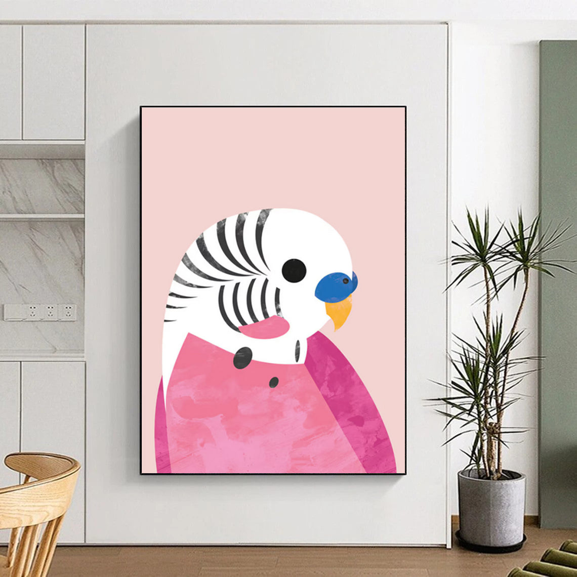 Pink Parrot Pop Art - Inspired Abstract Painting ADGE227
