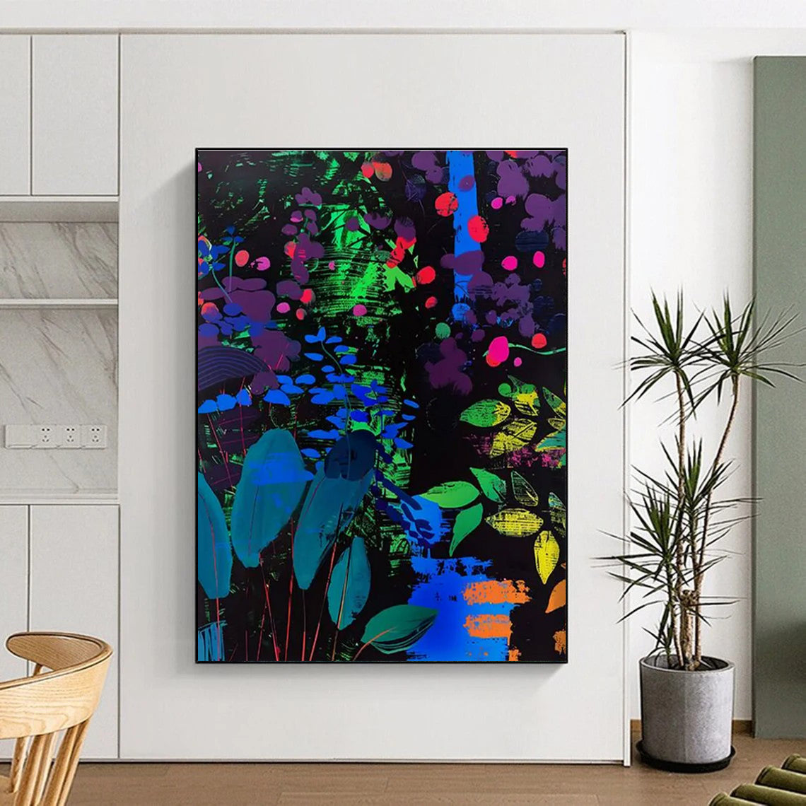 Neon - colored Abstract Forest Painting with Vibrant Foliage ADGE095