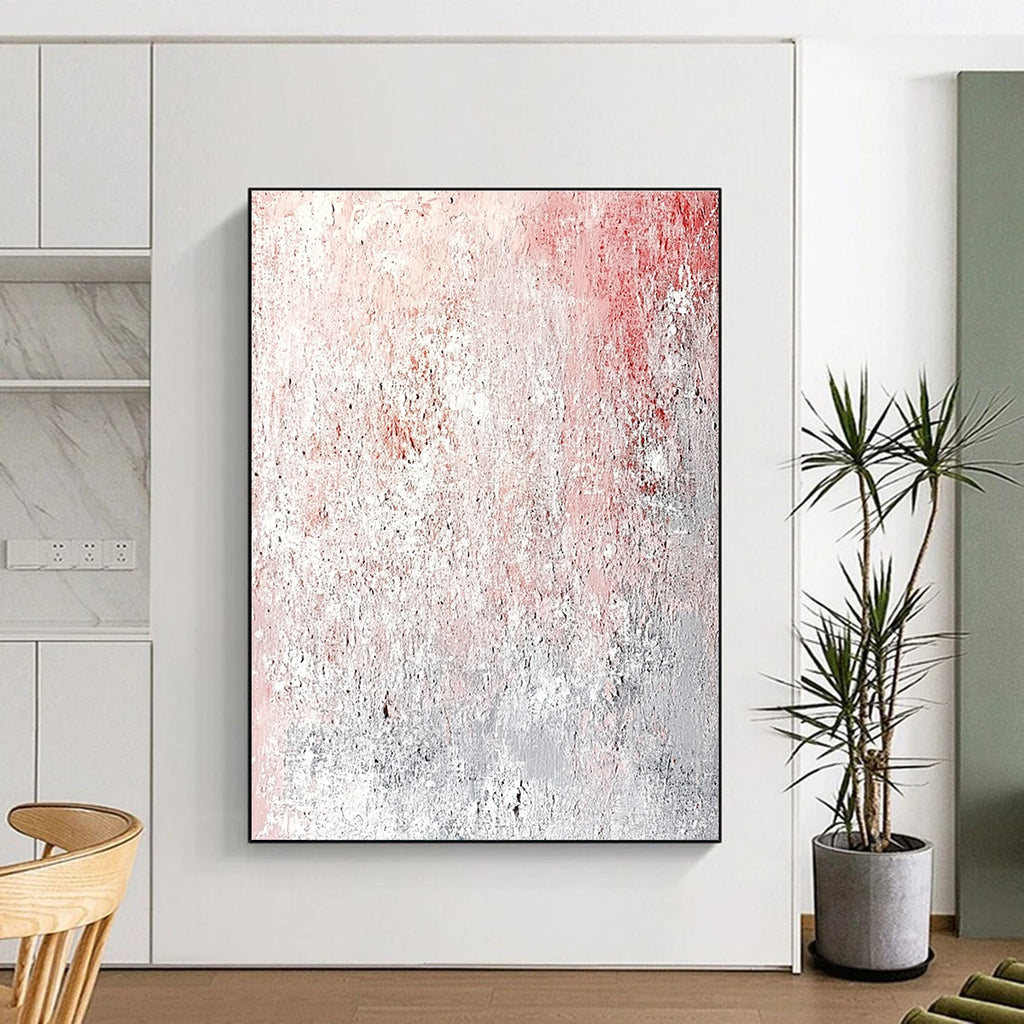 Pink and Gray Textured Abstract with Weathered Effect GER217