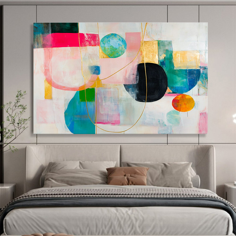 Abstract Composition with Gold Accents and Colorful Shapes DYP533